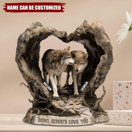 Wolf Couple - Personalized Acrylic Plaque, Gifts For Couple