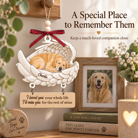 Personalised Pet Memorial Wooden Ornament with Photo & Tag – I Loved You Your Whole Life   Keepsake