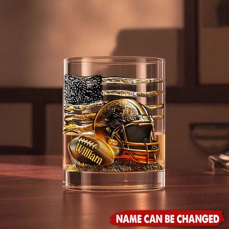 Whiskey And Football - Personalized Football Whiskey Glass