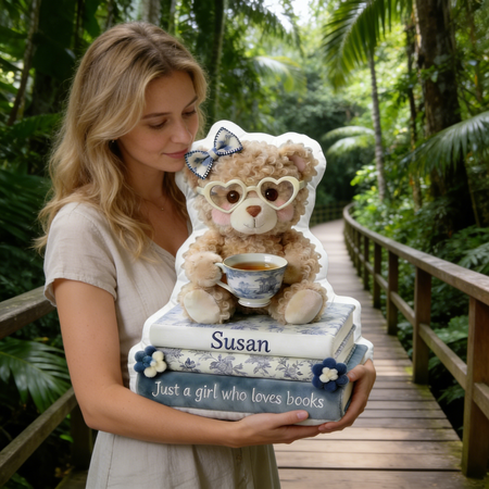 Book Girl Toile de Jouy Pillow Personalized Gifts For Book Lovers