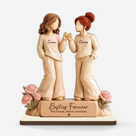 Besties Forever Wooden Plaque With Flat Stand - Personalized Best Friend Plaques