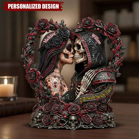 Sugar Skull Till Death Do Us Apart-Personalized Skull Acrylic Plaque