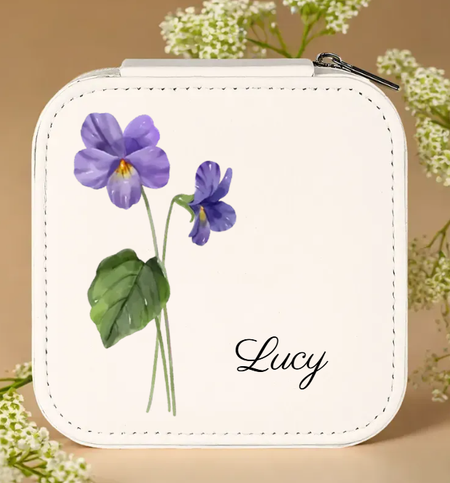 Birthday Flowers With Name - Personalized Jewelry Box
