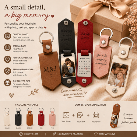 Personalized Leather Calendar Keychain