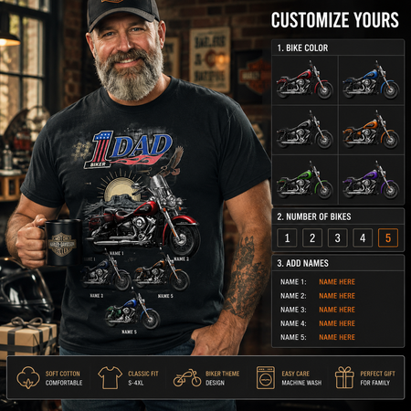 King Of The Road Motorcycle Dad Shirt - Personalized Gifts For Biker Dads