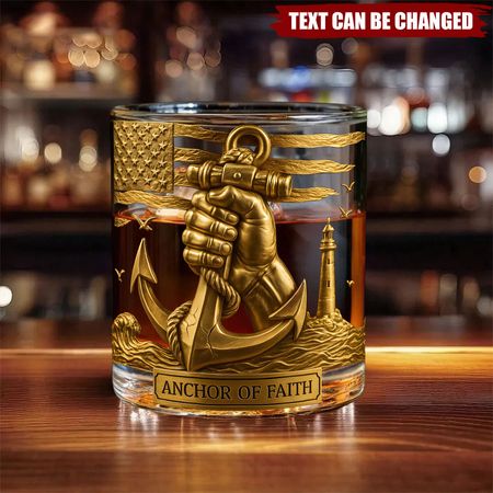 Hand Hold An Anchor - Personalized Whisky Glass