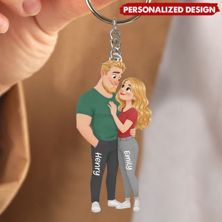 Personalized Acrylic Keychain - Custom Anniversary Wedding Gifts For Husband And Wife, Him And Her