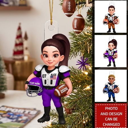 Proud American Football Player - Personalized Christmas Acrylic Ornament