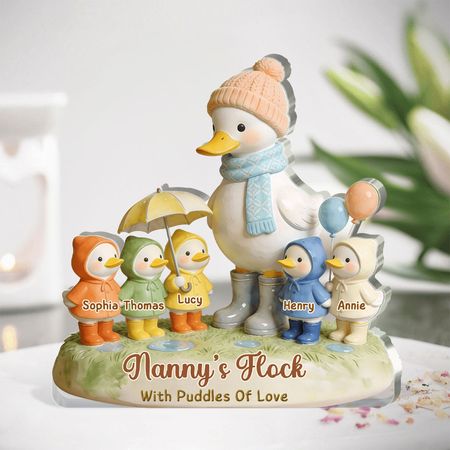 Raincoat Family Flock - Personalized Custom Shaped Acrylic Plaque