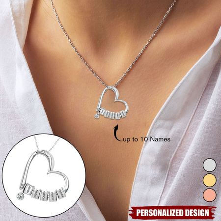 Personalized Name Heart Necklace - A Gift for Family Members