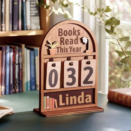 Personalized Books Read This Year Counter Mini Plaque With Flat Base, Gift for Readers, Book Lovers Gift, Bookshelf Decor