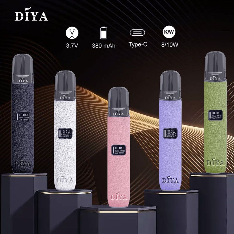 DIYA叮啞一代皮革電子煙主機 Type C補電 8W至10W可調 通用煙彈 Type搭配8W，替換與補貨更方便