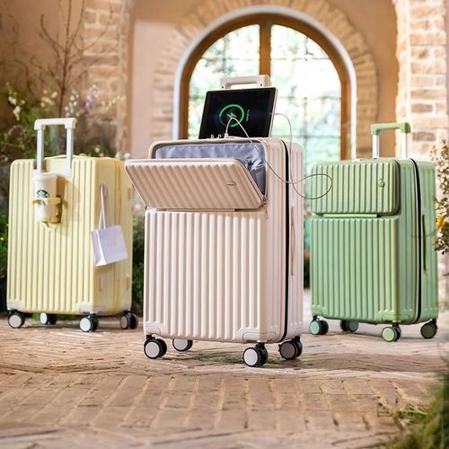 Jovem Moda Multifuncional Frente Aberta Mala de Viagem Bolsa com Carregador USB e Porta-copos Bagagem