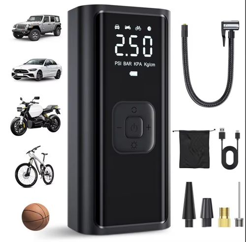 Portable Digital Air Pump with LED for Car Bike Tire Inflation
