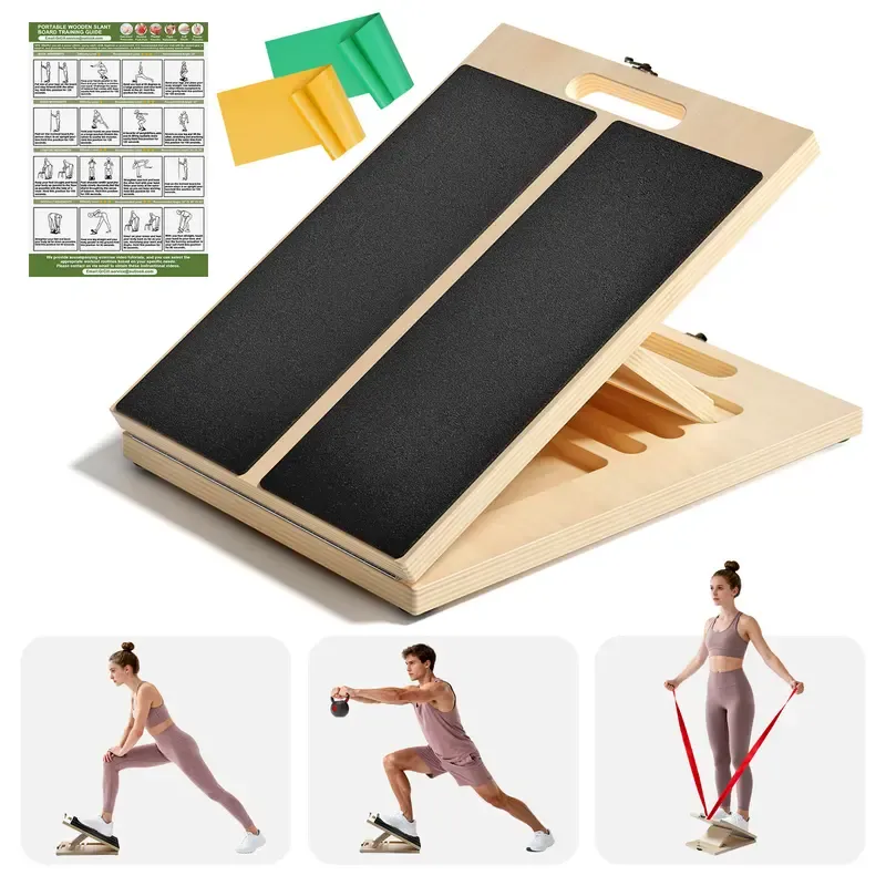 🛍️Adjustable Wooden Calf Stretching Slant Board with Resistance Bands🛍️