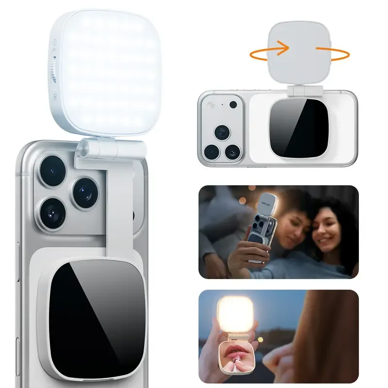 👜Weilisi Magnetic Magsafe Selfie Light, 5 Modes CRI97+ Rechargeable LED Fill Light with Mirror👜