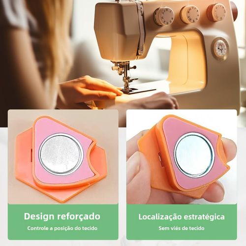 🔥🔥🔥Guia de costura multifuncional polígono com escala, guia magnético de silicone com escala, ferramenta multifuncional polígono forte medidor magnético acessório de costura (rosa)