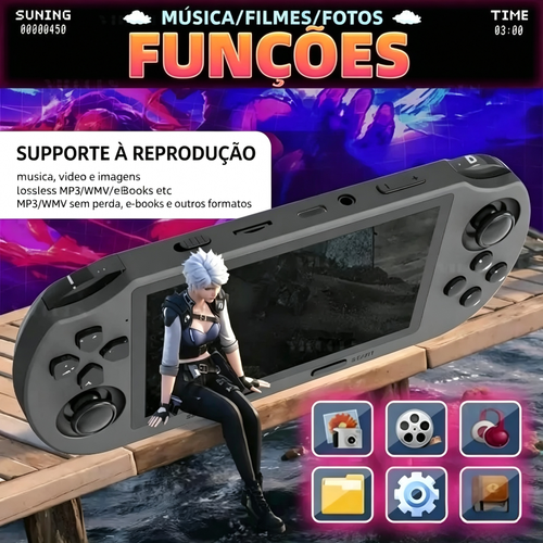 Consolador de Jogo Portátil SF3000 Retro 4.5 Polegadas Tela IPS Bateria de 3000mAh 14 Emuladores Mais de 20000 Jogos para Presente para Garoto - Controle Cartão Compacto Suporte a Múltiplos Emuladores Memória Integrada
