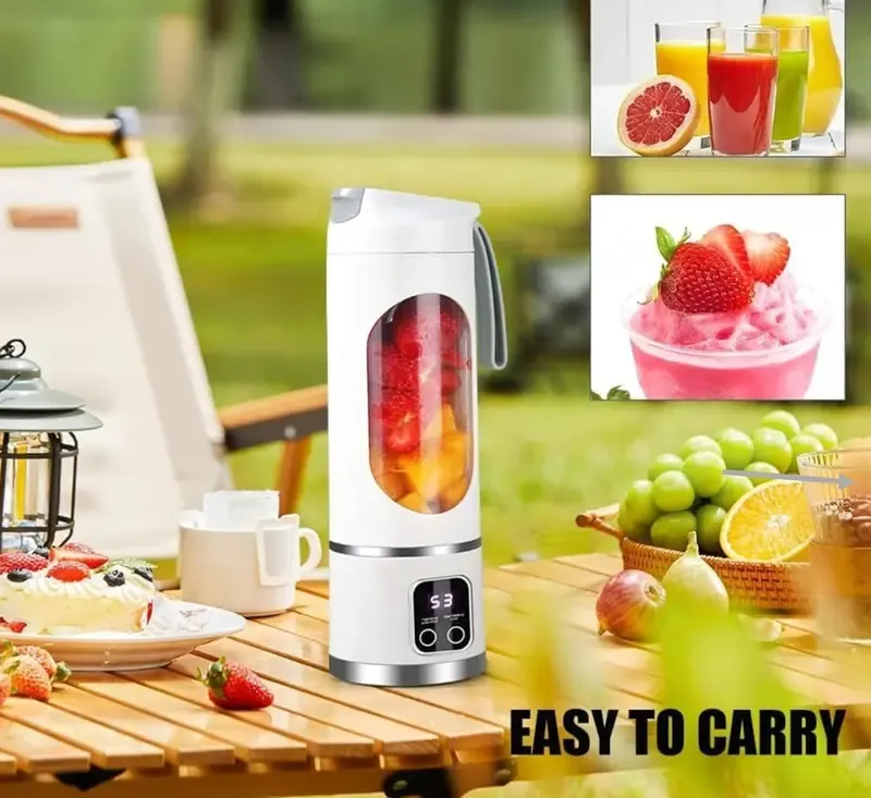 Espremedor Compacto de Legumes com Ecrã Digital – Liquidificadora Portátil Recarregável por USB, Eletrodoméstico de Cozinha para Batidos, Batidos, Comida de Bebé | Presente para o Dia do Pai, Essenciais de Cozinha