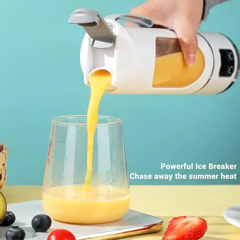 Espremedor Compacto de Legumes com Ecrã Digital – Liquidificadora Portátil Recarregável por USB, Eletrodoméstico de Cozinha para Batidos, Batidos, Comida de Bebé | Presente para o Dia do Pai, Essenciais de Cozinha