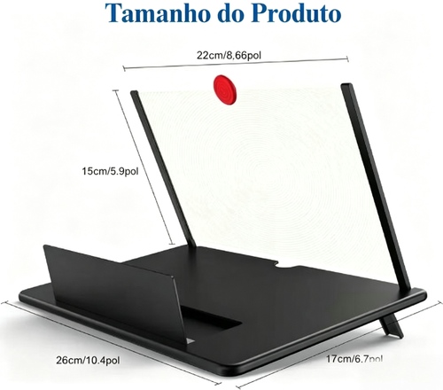 Lupa de 12 ecrãs, projetor de ampliação para telemóvel HD 3D, ampliação de ecrã para filmes, vídeos e jogos, suporte dobrável para telemóvel com amplificador de ecrã, suporta todos os smartphones