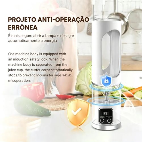 Espremedor Compacto de Legumes com Ecrã Digital – Liquidificadora Portátil Recarregável por USB, Eletrodoméstico de Cozinha para Batidos, Batidos, Comida de Bebé | Presente para o Dia do Pai, Essenciais de Cozinha