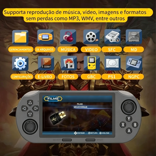 Consolador de Jogo Portátil SF3000 Retro 4.5 Polegadas Tela IPS Bateria de 3000mAh 14 Emuladores Mais de 20000 Jogos para Presente para Garoto - Controle Cartão Compacto Suporte a Múltiplos Emuladores Memória Integrada