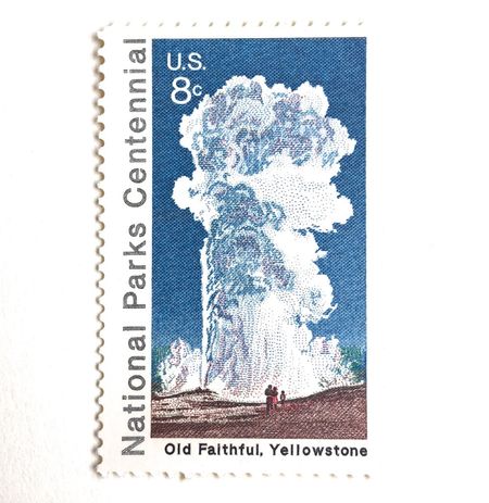 100 Yellowstone Postage Stamps Vintage Unused Old Faithful Wyoming Stamps for Mailing