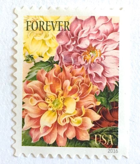 100 Dahlia Flower Forever Stamps // Unused Vintage Print Floral Postage // Spring Flower Garden Stamps for Mailing