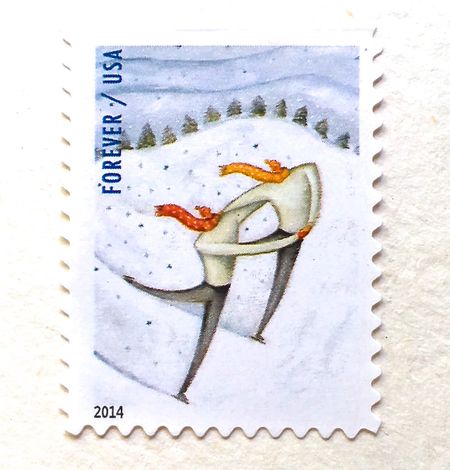 100 Ice Skating Forever Postage Stamps // Ice Skating Couple // Winter Christmas Holiday Forever Stamps for Mailing