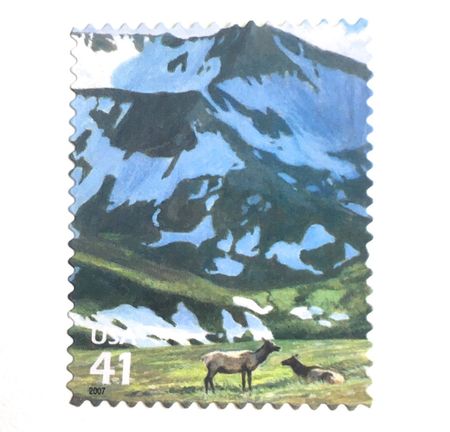 100 Mountain Stamps Vintage Mountain Elk Postage Stamps for Mailing