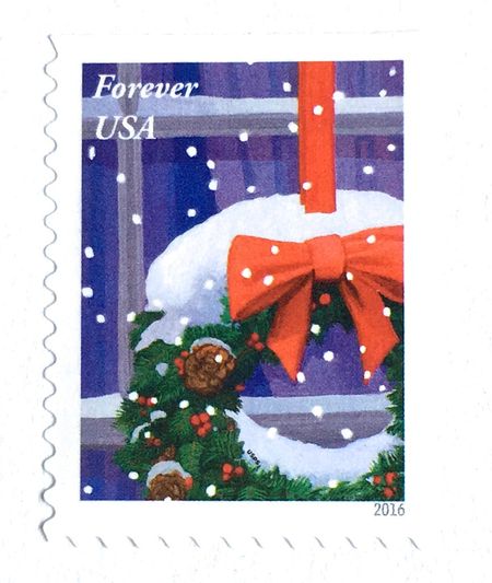 100 Christmas Wreath Forever Stamps Unused Forever Holiday Postage For Mailing