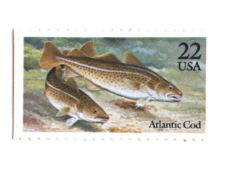 100 Fishing Postage Stamps Unused Vintage Atlantic Cod Fish Stamps for Mailing