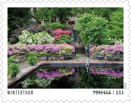 100 Forever Garden Stamps Unused Winterthur Estate Green Flower Garden Stamps for Mailing