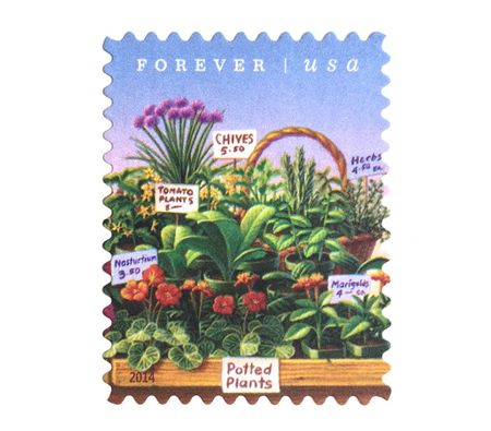 100 Garden Market Forever Stamps Green Herbs Potted Plants Flower Shop Forever Stamps for Mailing