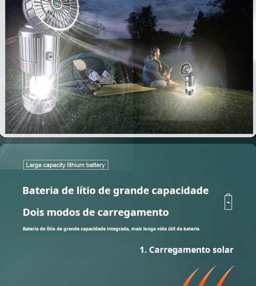 Luz e Ventilador Solar para Exterior