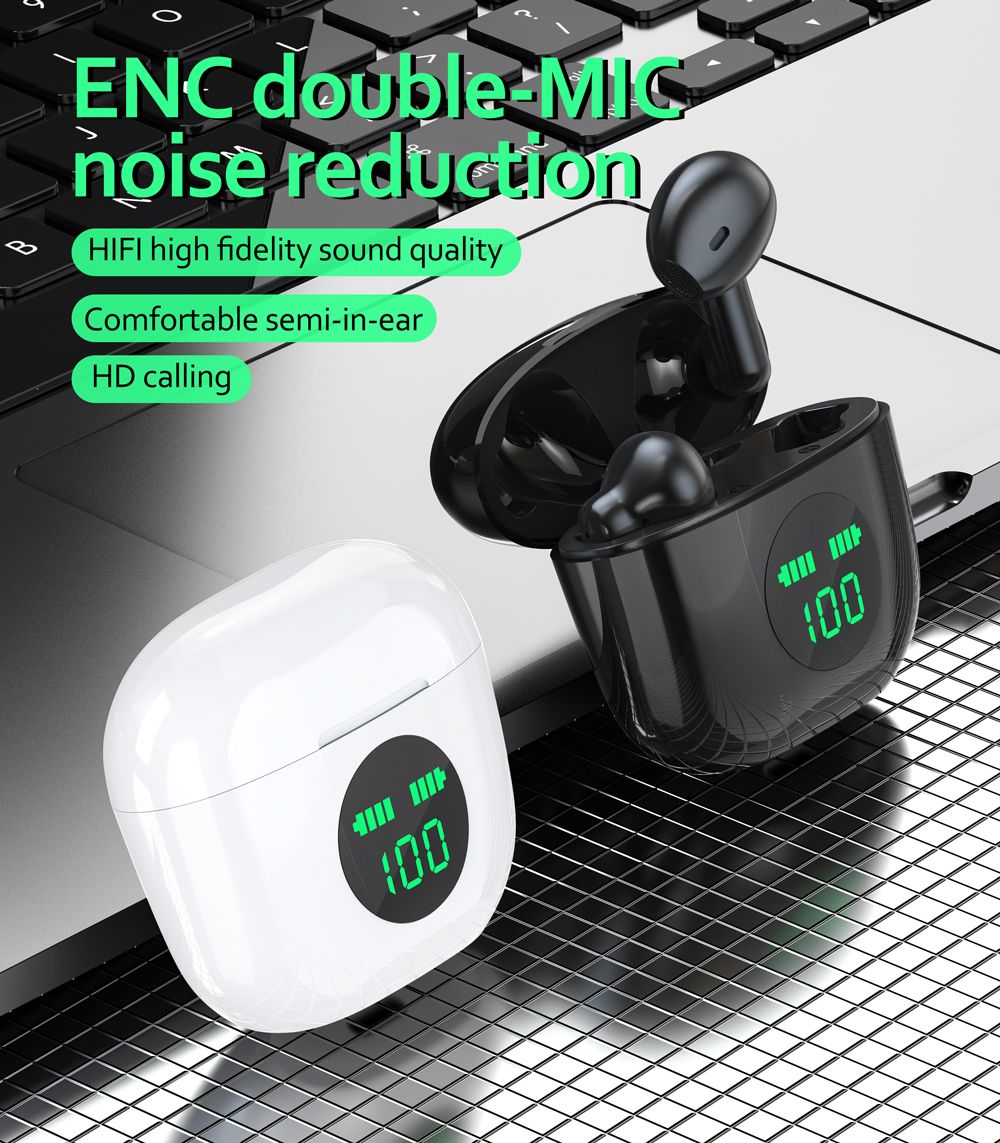i28 Touch control LED display TWS Bluetooth earphone with ENC function