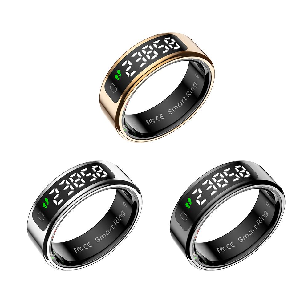 LED Ring Smart Fitness Tracker Ring with Screen- Sleek Design, Advanced Health Monitoring,Wireless Charging