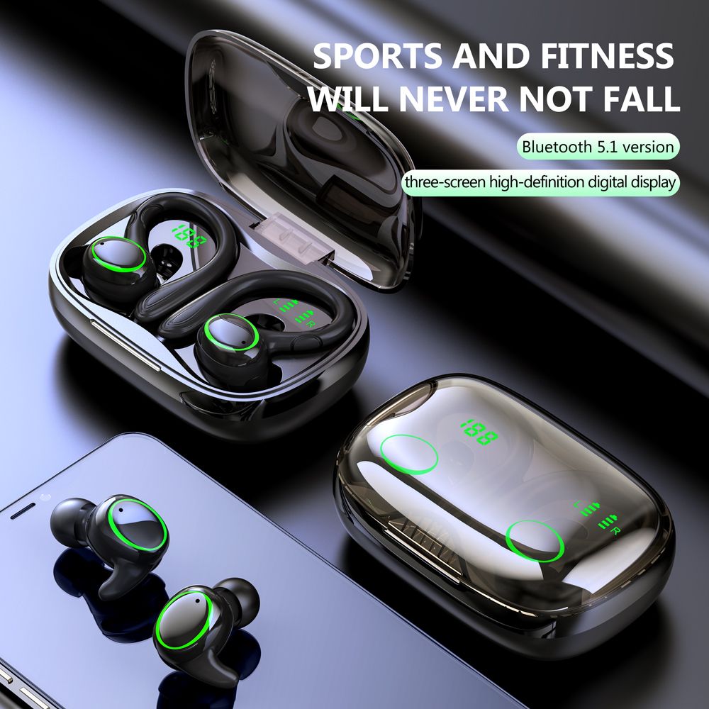 i25 touch control LED display TWS Bluetooth earhook for running
