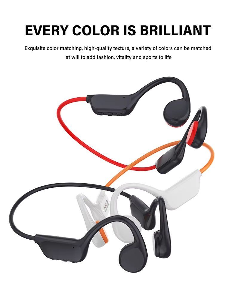 Open Ear Wireless Sports Headphones with Mic and 32GB MP3 Waterproof for Swimming and Running LED Battery Indicator