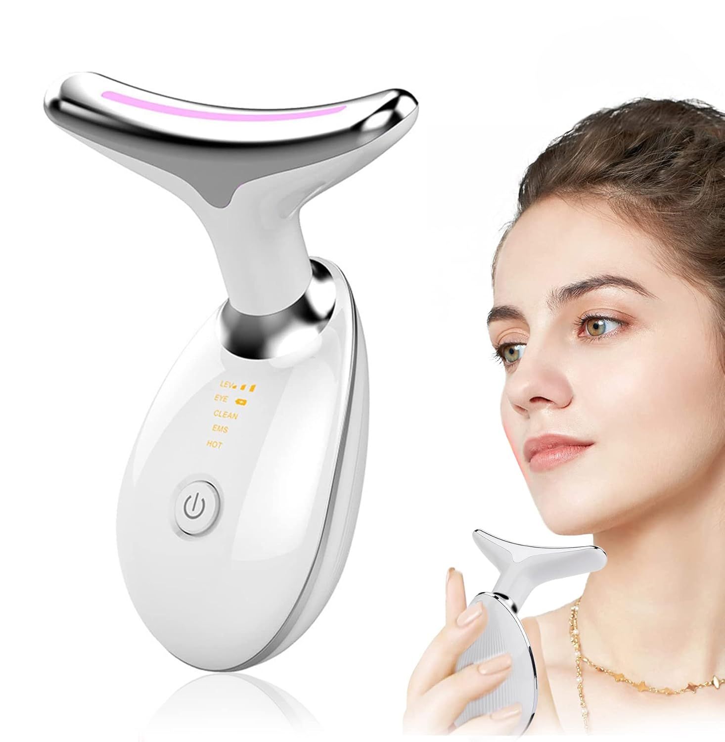 Rosto de terapia de luz vermelha 3 em 1 dispositivo de levantamento facial Dispositivo de beleza da pele Rosto e pescoço vermelho, verde, azul 3 cores LED luzes