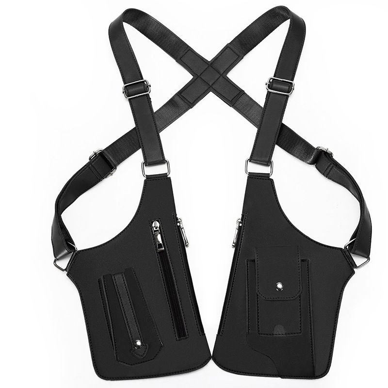 Colete de arma portátil prático PU à prova d'água retrô, telefone celular casual unissex, alça crossbody anti-roubo, bolsa de alça de ombro de couro