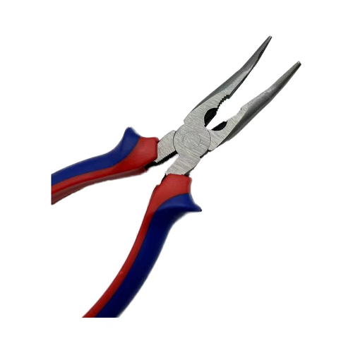 Carbon steel pliers, PVC molded handle, DIY crimping tool, equipped with metric measurement system, suitable for cutting.