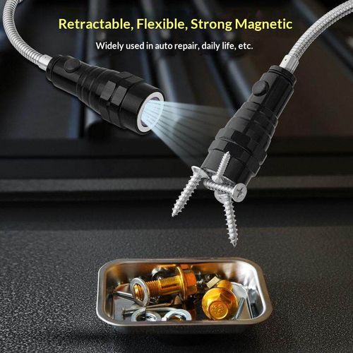 This extendable and flexible strong magnetic pick-up tool helps you retrieve repair tools, screws, keys, coins and more from the darkest, narrowest gaps.