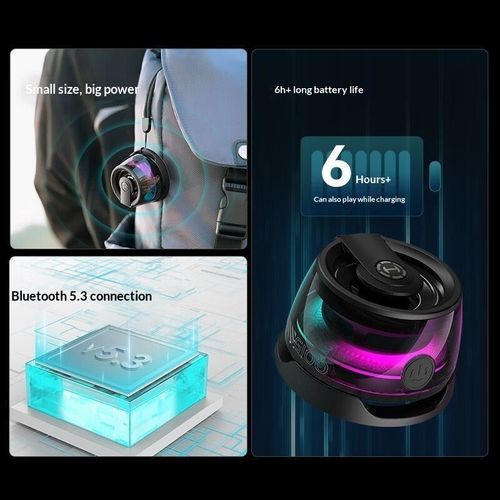 High-Quality Magnetic Bluetooth Speaker, easy to hang on backpacks or bikes, doubles as phone stand. Enjoy premium sound anytime for camping, home and bathroom.