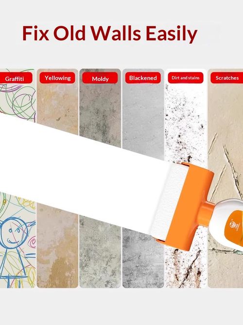 Wall repair roller paint. Simply roll it to fix mold, scribbles and wall cracks, fast-drying and odorless.
