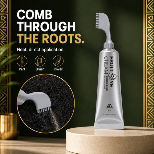 Natural Black Hair Colour Comb. Colours grey hair or the whole head natural black, from roots to ends. Use it on any part of the hair. The built-in comb helps spread the colour evenly. No bowl or separate brush is needed. Suitable for women and men with short or long hair. Easy to use at home. 80 ml tube. Follow the pack instructions.