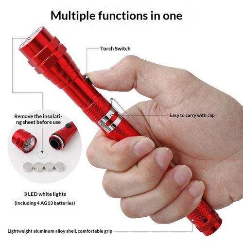 This extendable and flexible strong magnetic pick-up tool helps you retrieve repair tools, screws, keys, coins and more from the darkest, narrowest gaps.