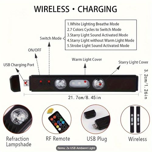 2-piece wireless RGB starry sky light set