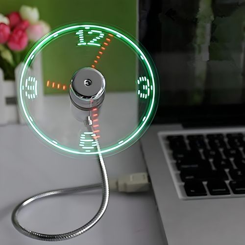 Flexible USB LED clock fan